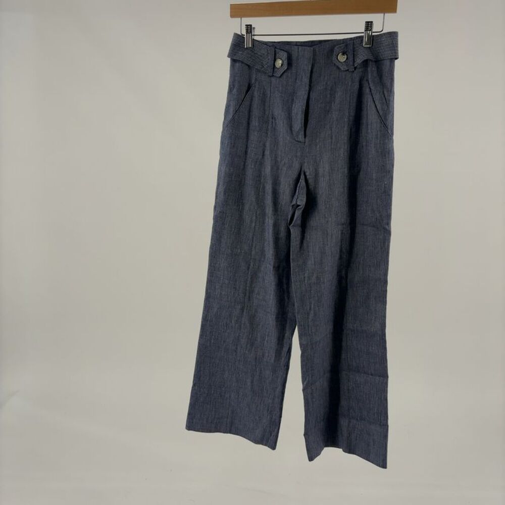 Veronica Beard Sunny Linen Blend Pants Wide Leg Trousers
